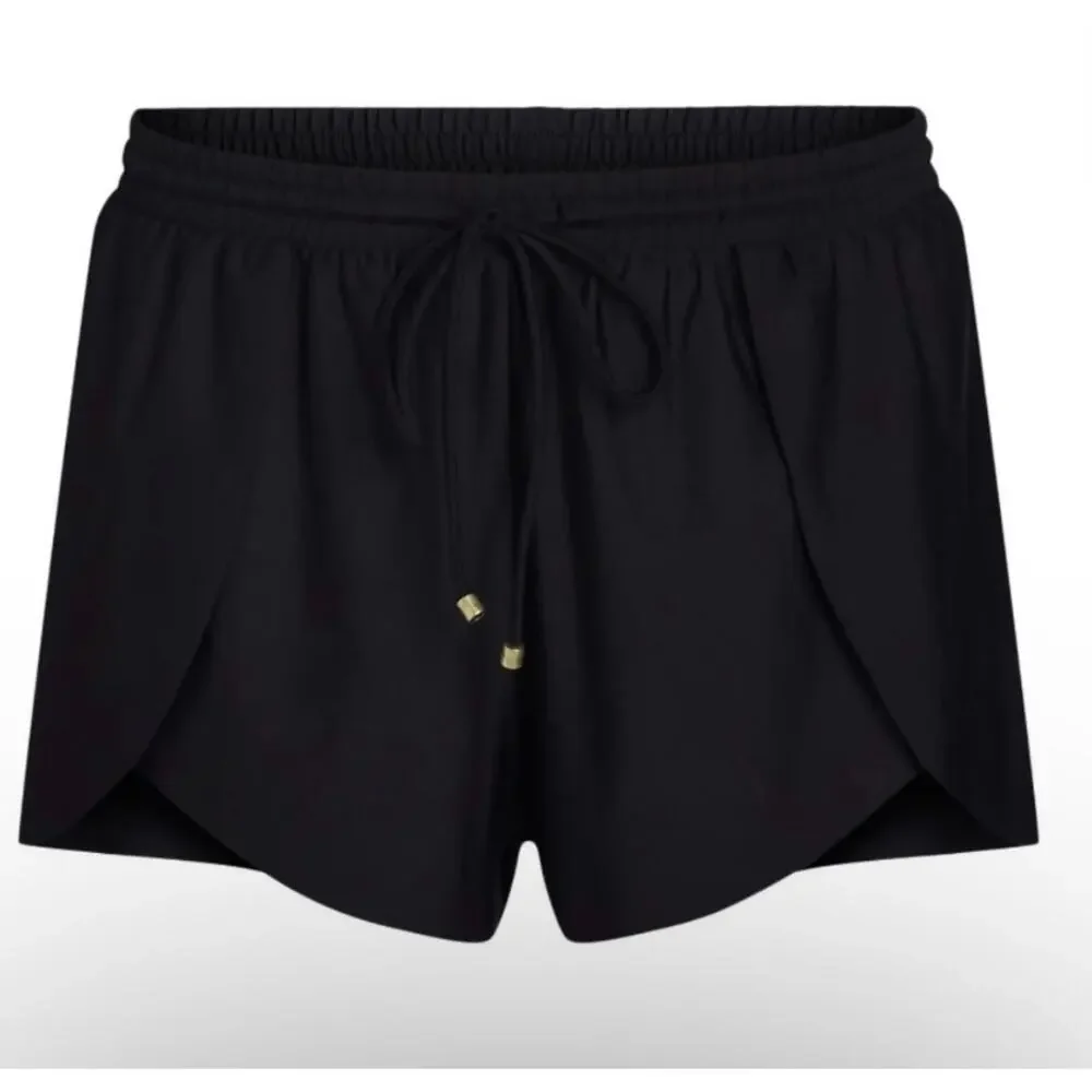 Time and Tru Women's Small (4-6) Flowy Swim flow Shorts mid-rise bottoms Black